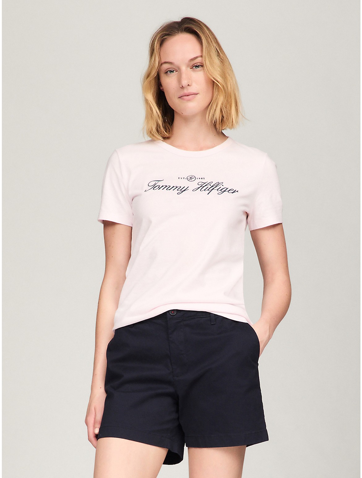 Tommy Hilfiger Women's Slim Fit Embroidered Signature T-Shirt