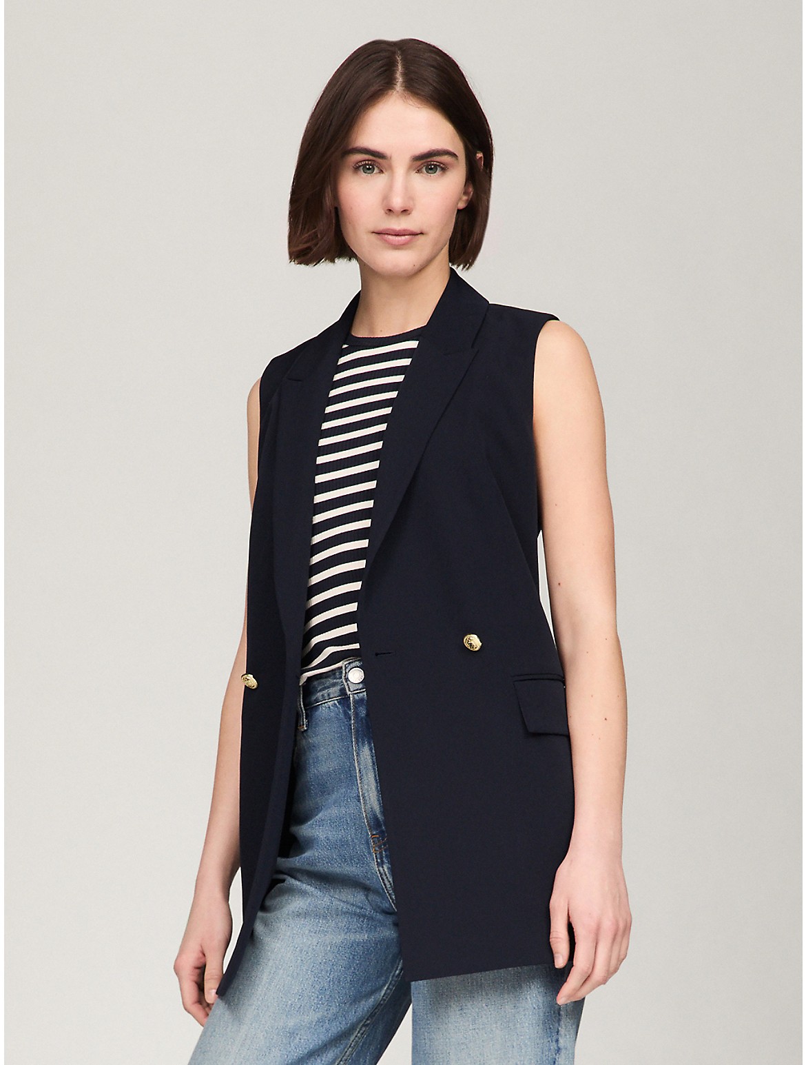 Tommy Hilfiger Women's Sleeveless Double-Breasted Blazer