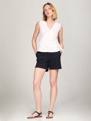 Solid Sleeveless Stretch Cotton Wrap Top | Tommy Hilfiger