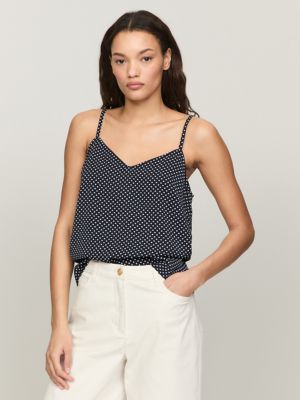 Relaxed Fit Polka Dot Slip Top, Navy Multi