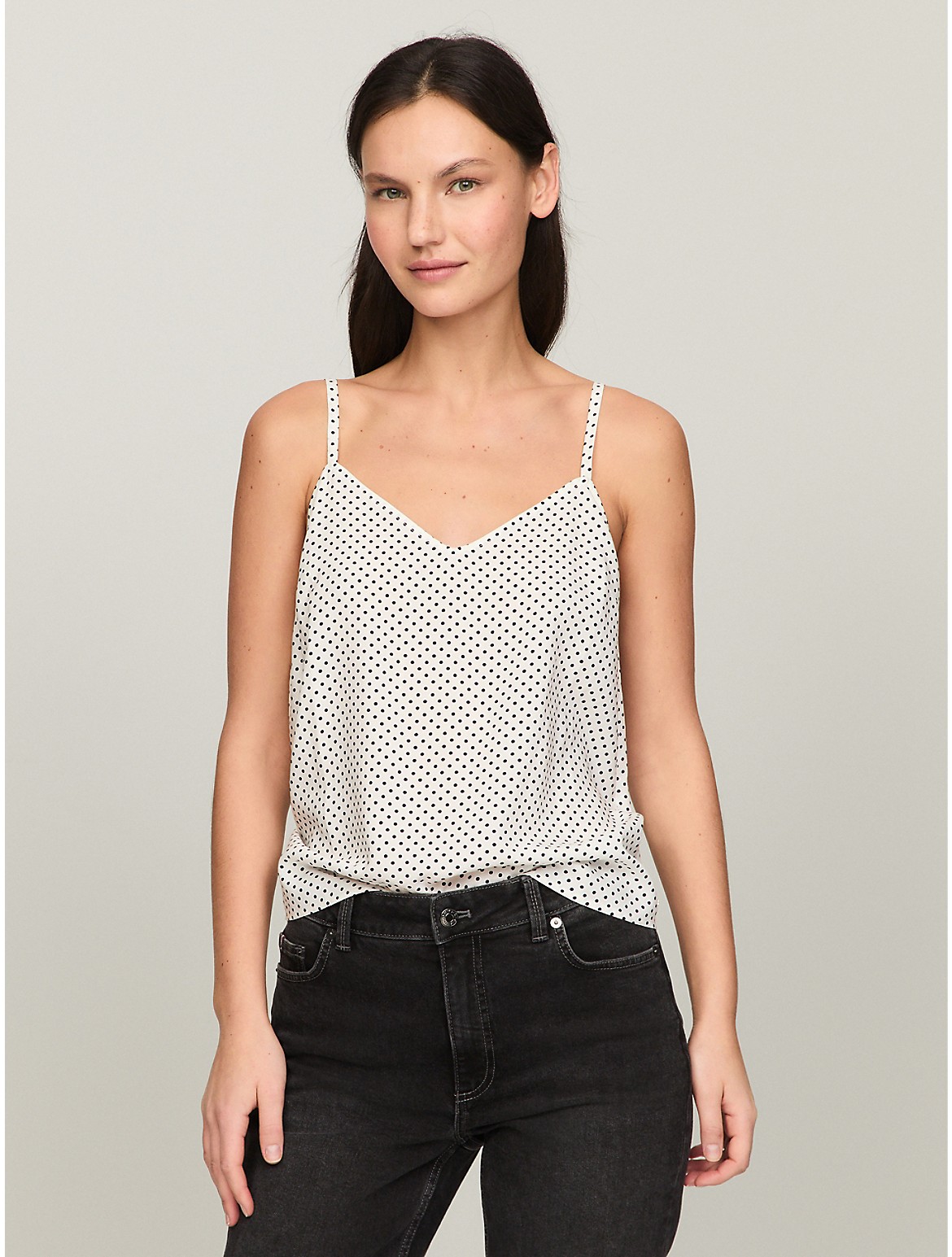 Tommy Hilfiger Women's Relaxed Fit Polka Dot Slip Top