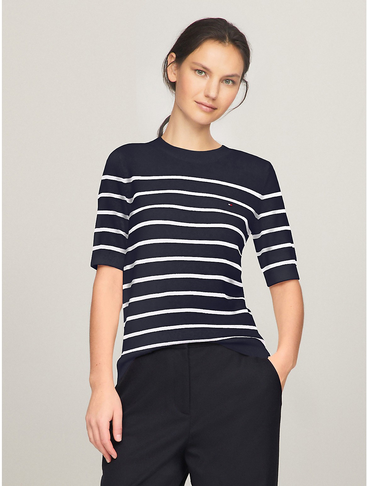 Tommy Hilfiger Women's Short-Sleeve Stripe Sweater