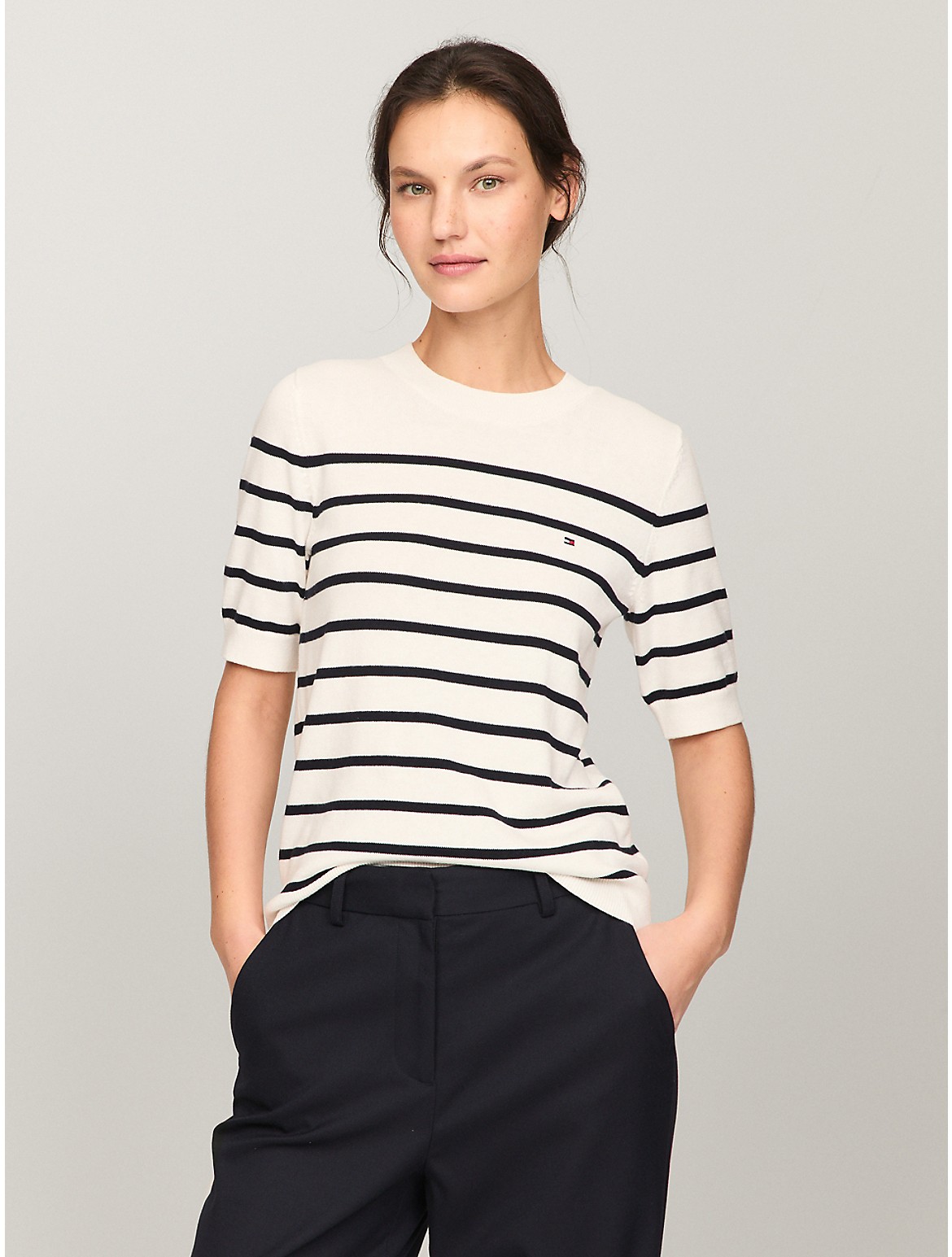 Tommy Hilfiger Women's Short-Sleeve Stripe Sweater