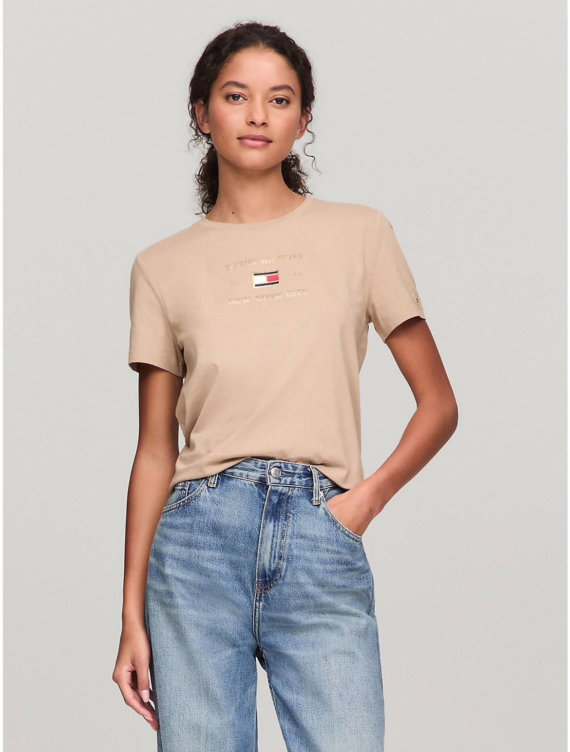 Tommy Hilfiger Women's Metallic Hilfiger Logo T-Shirt