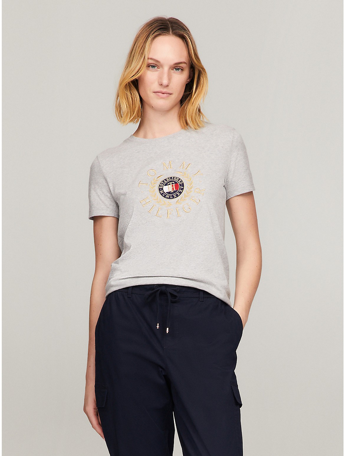 Tommy Hilfiger Women's Embroidered Tommy Laurel Logo T-Shirt