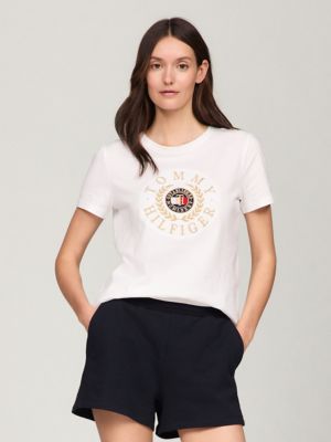 Embroidered Tommy Laurel Logo T-Shirt, Optic White TH