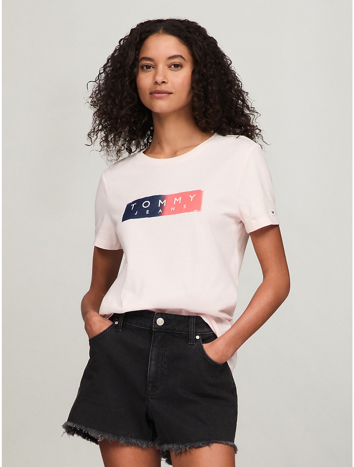 Shop Tommy Hilfiger Tommy Jeans Logo T In Pink Dream