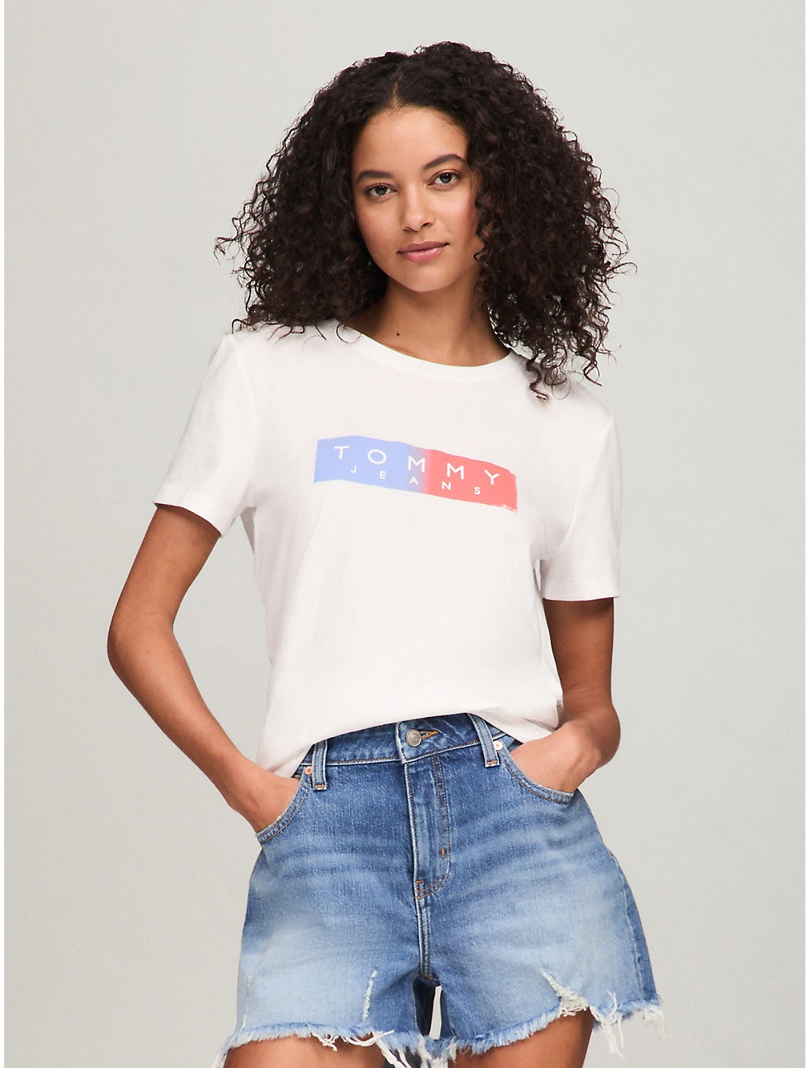 Shop Tommy Hilfiger Tommy Jeans Logo T In Fresh White