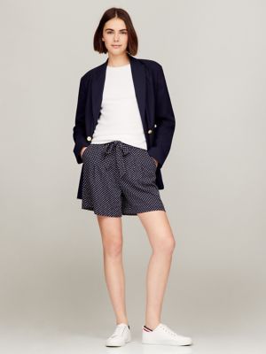 Tie-Waist Dot Print 6.5" Short, Navy Multi