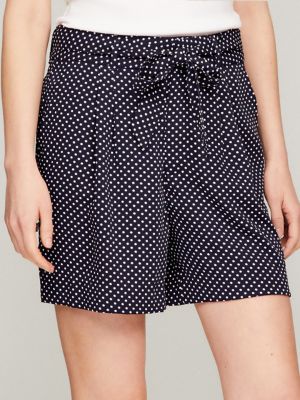 Tie-Waist Dot Print 6.5" Short, Navy Multi