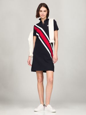 Banner Stripe Polo Dress, Navy Combo