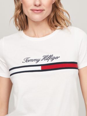 Script Flag Stripe T Shirt Tommy Hilfiger USA