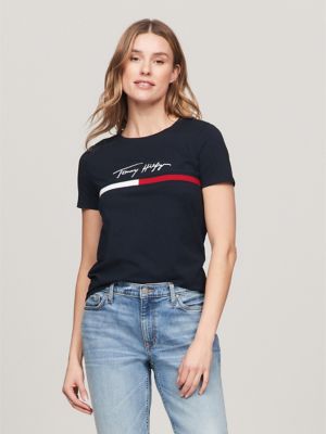 Tommy Signature Flag Stripe T Shirt