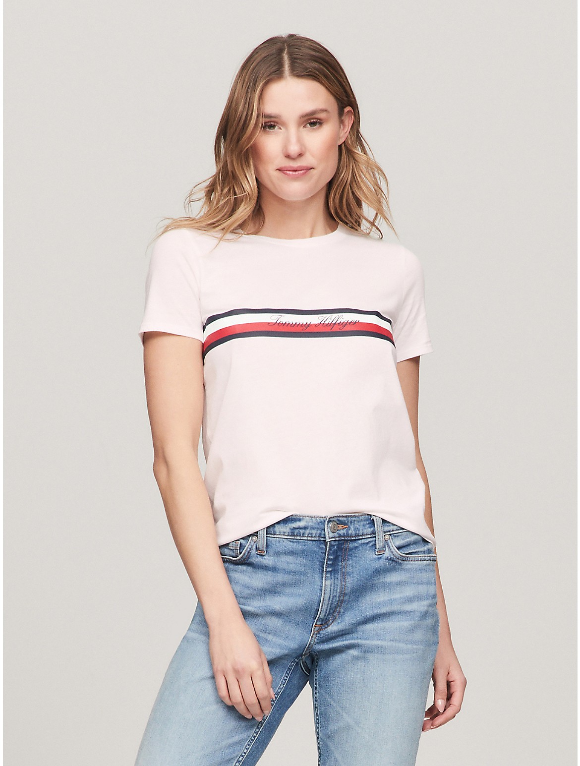Tommy Hilfiger Women's Signature Stripe Logo T-Shirt