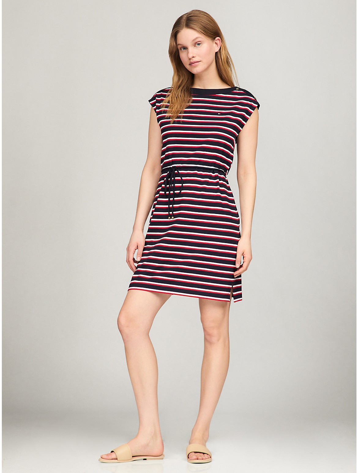 Shop Tommy Hilfiger Everyday Stripe Dress In Navy Multi