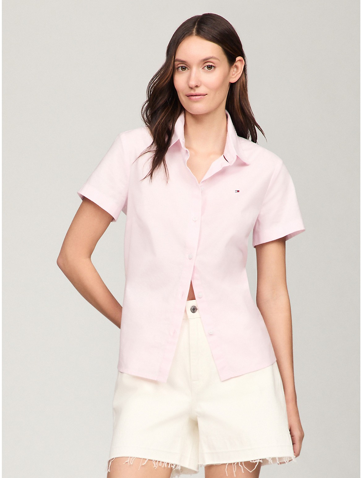Tommy Hilfiger Women's Relaxed Fit Solid Oxford Shirt - Pink - S