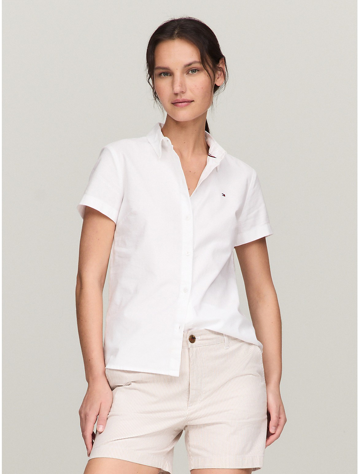 Tommy Hilfiger Women's Relaxed Fit Solid Oxford Shirt - White - XL