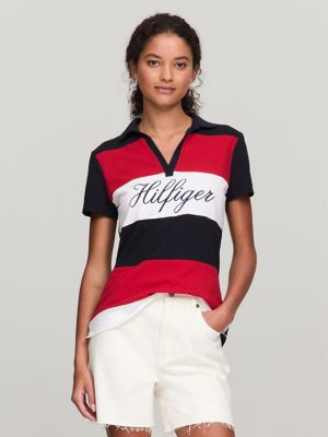 Colorblock Logo Split-Neck Polo, Navy Multi