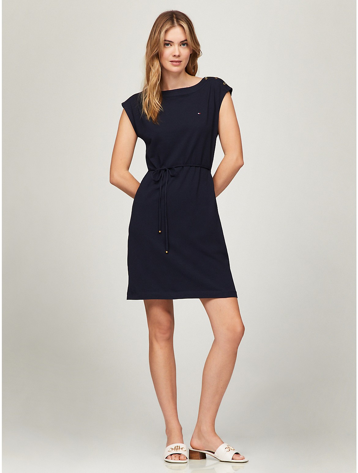 Shop Tommy Hilfiger Everyday Solid Dress In Navy