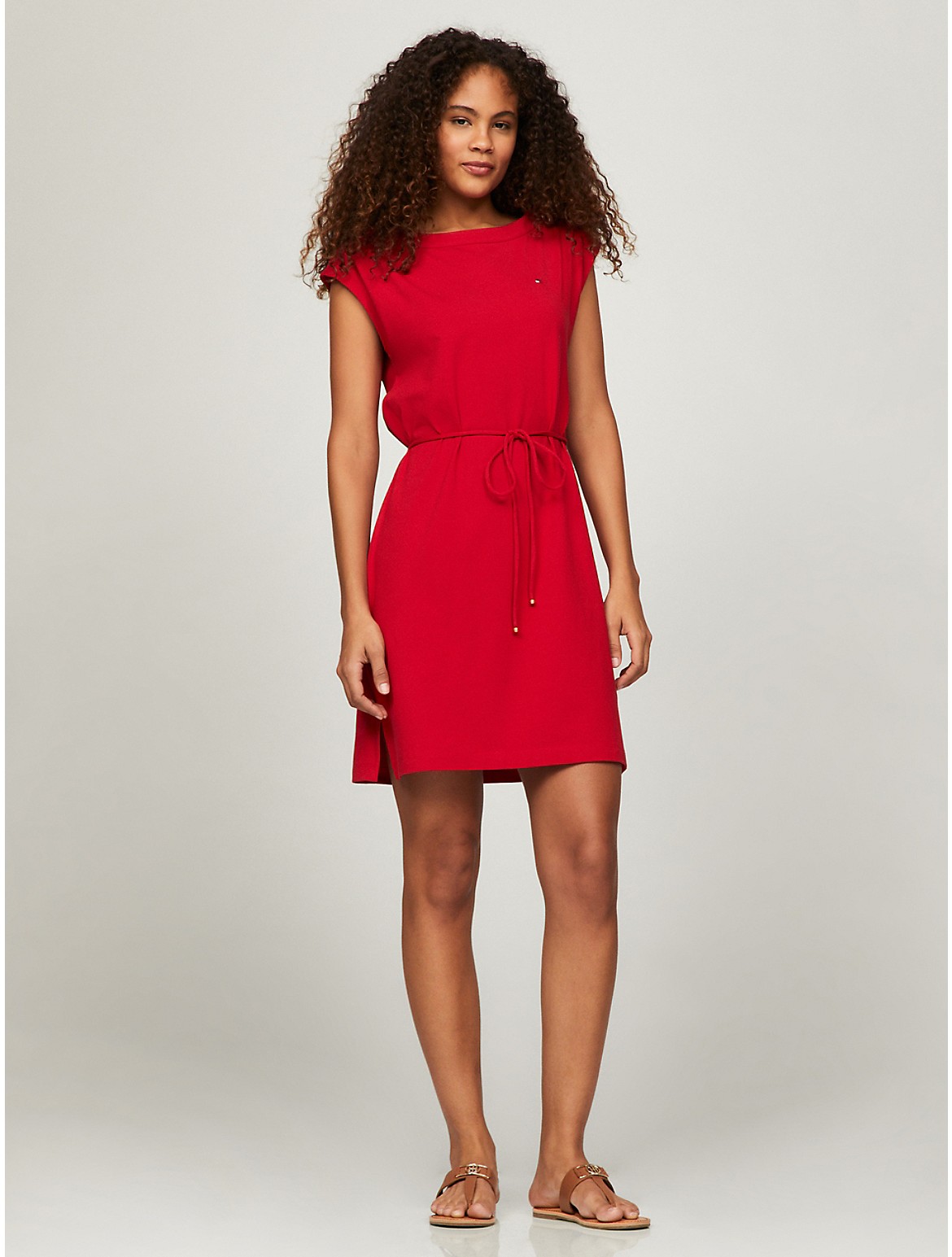 Shop Tommy Hilfiger Everyday Solid Dress In Primary Red