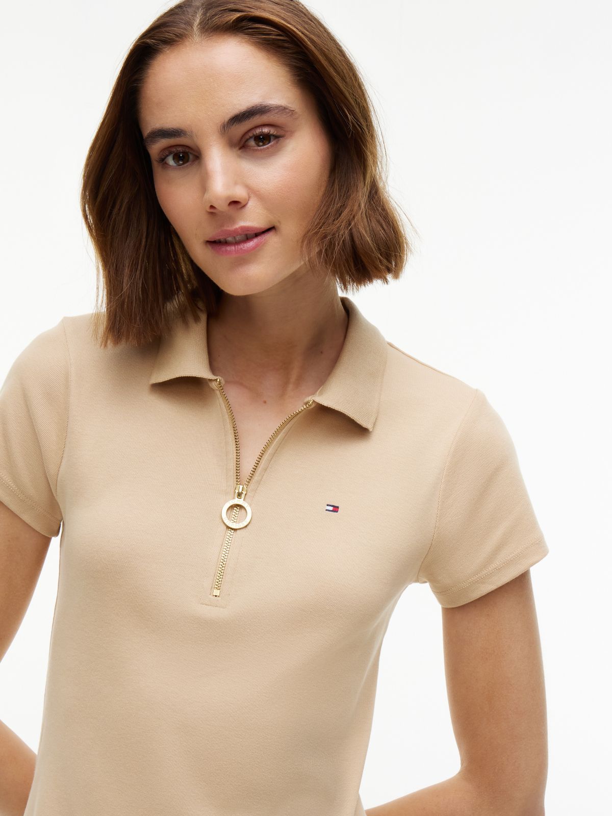 Zip Polo Dress — Clayed Pebble