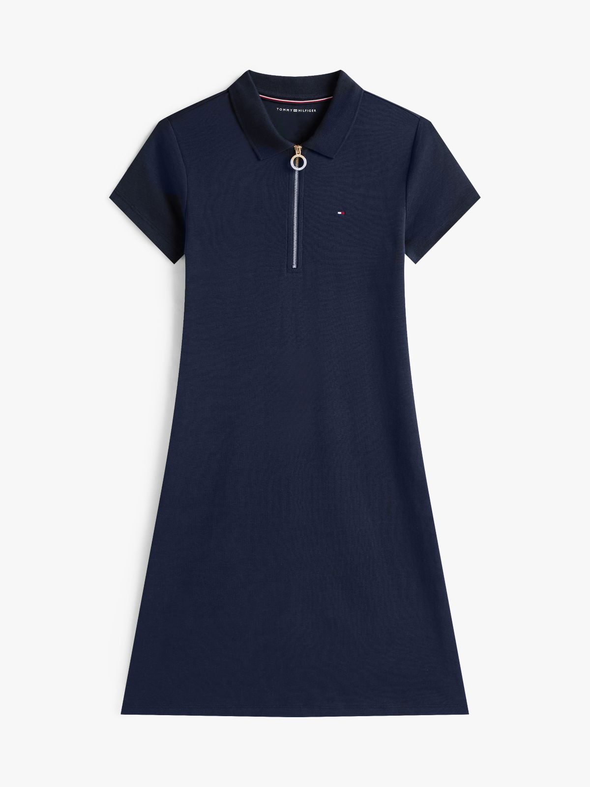Zip Polo Dress — Navy Blue