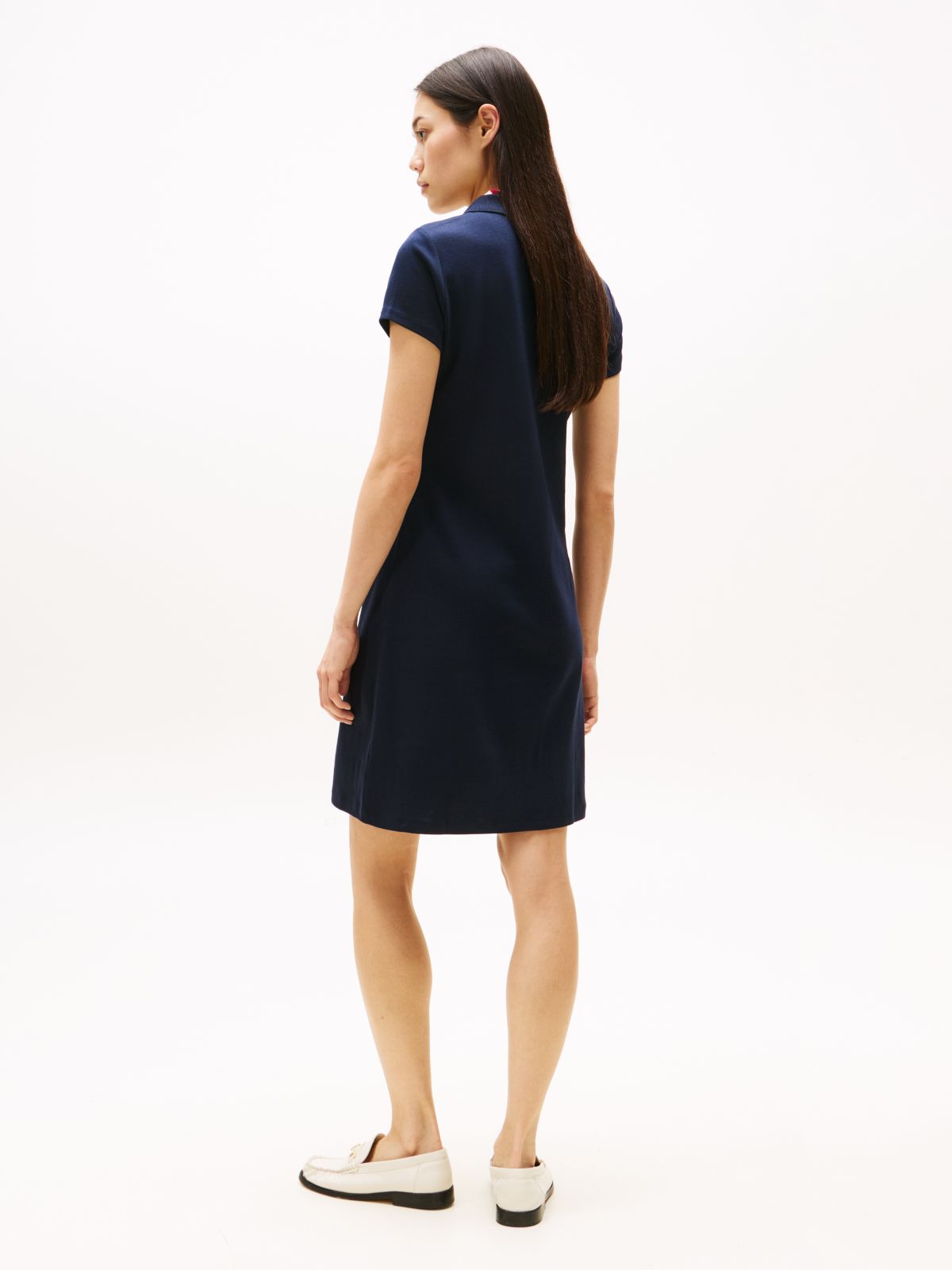 Zip Polo Dress — Navy Blue