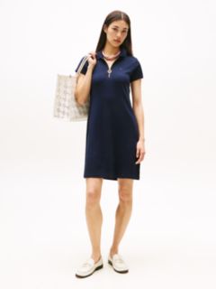 Zip Polo Dress — Navy Blue 1
