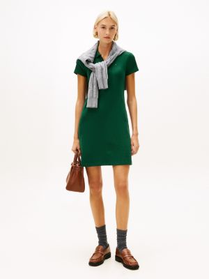 Zip Polo Dress, Ornamental Green