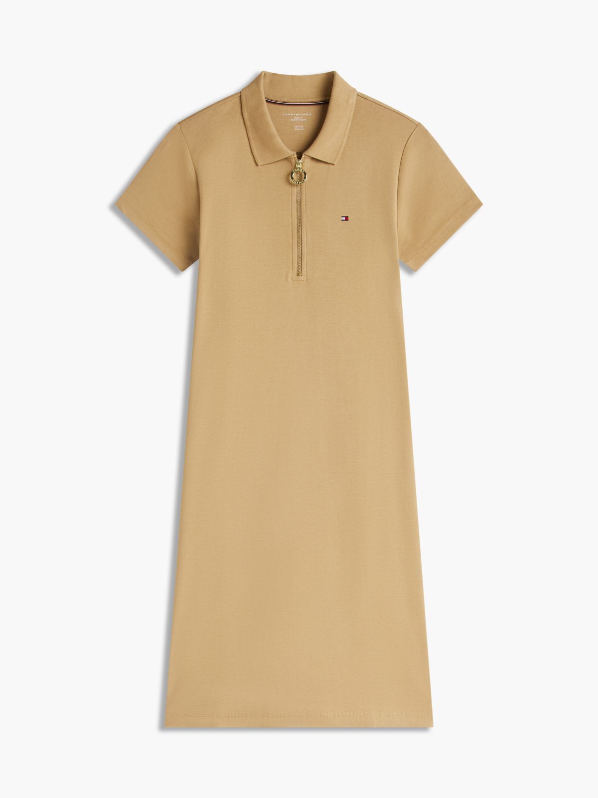 Zip Polo Dress — Classic Khaki