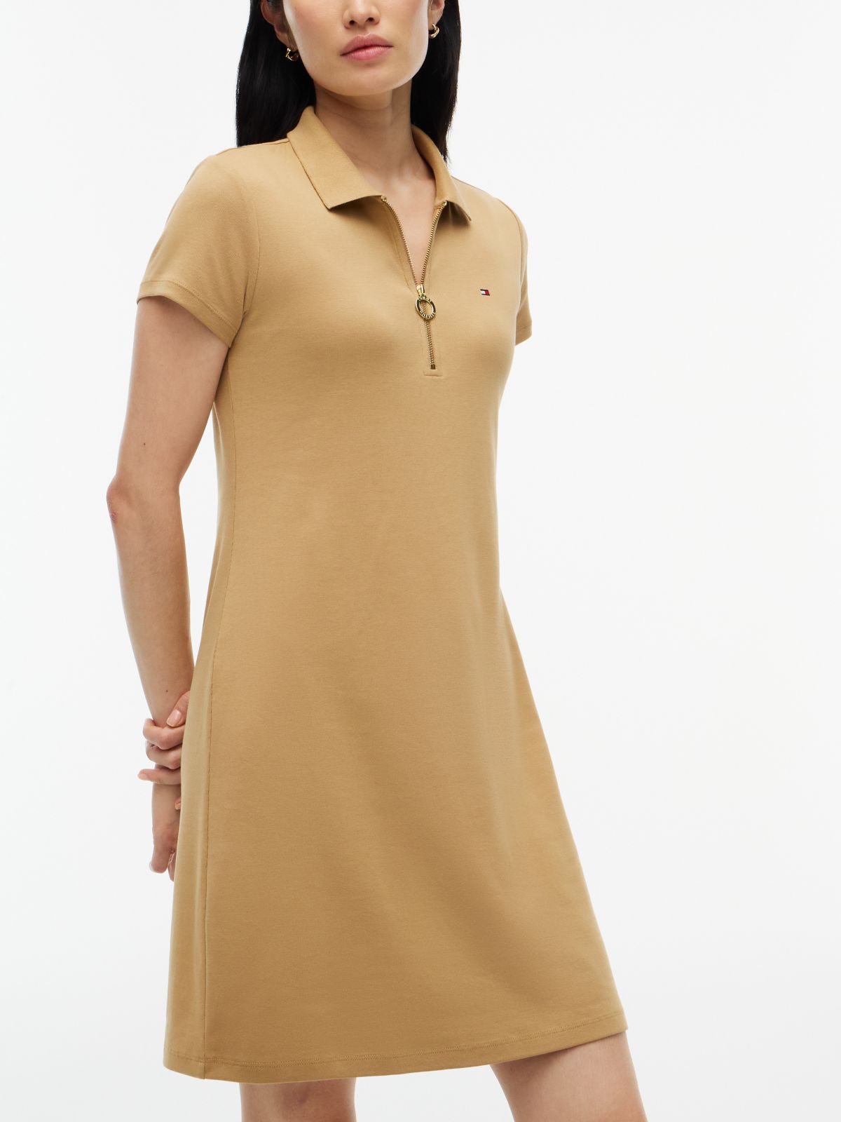 Zip Polo Dress — Classic Khaki