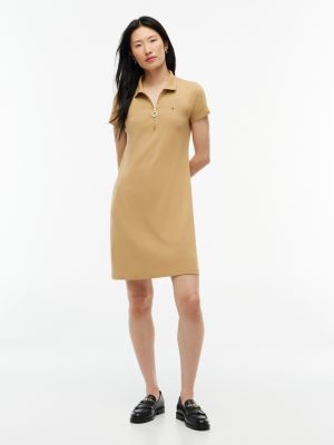 Zip Polo Dress, Classic Khaki