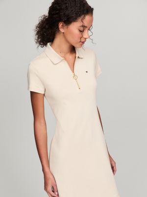 Zip Polo Dress, Tea Biscuit