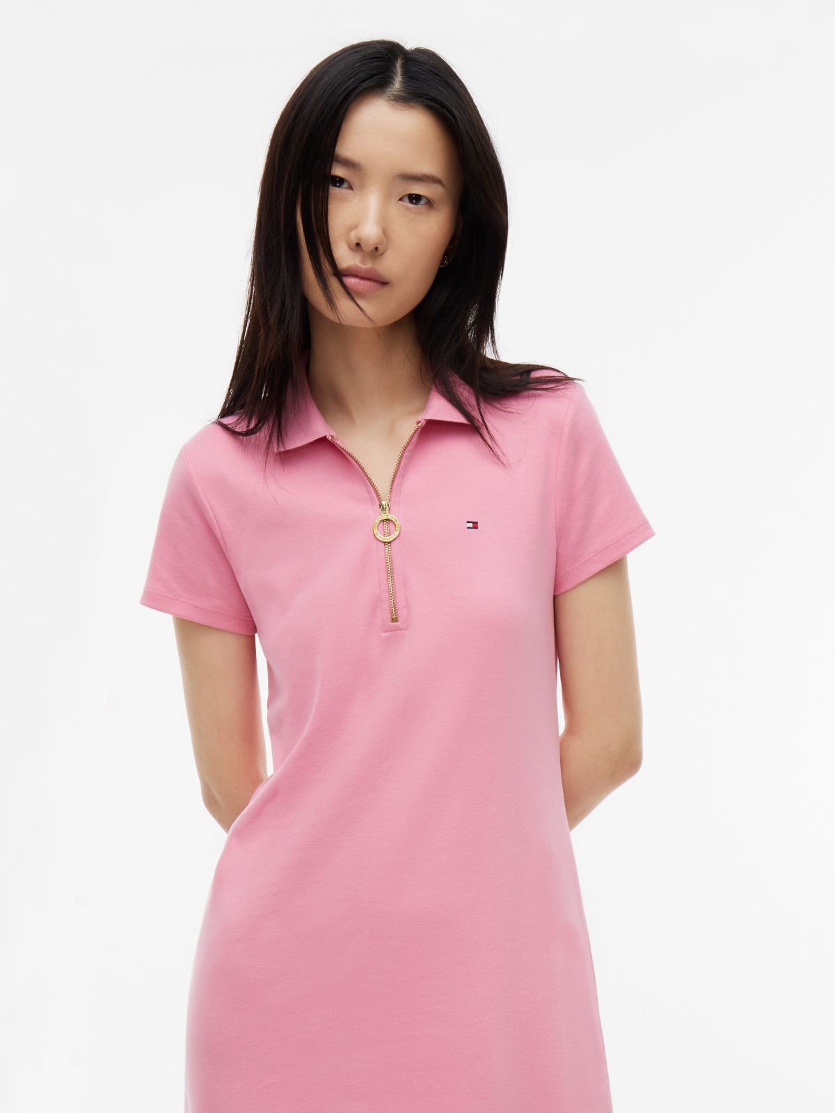 Zip Polo Dress — Mystic Pink