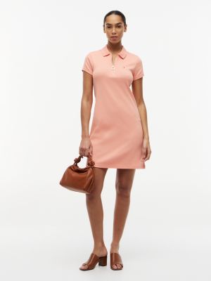 Zip Polo Dress, Sunset Coral