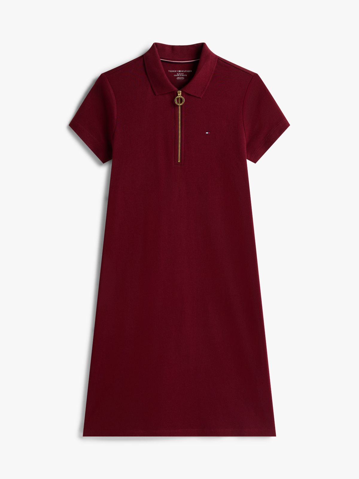 Zip Polo Dress — Burgundy