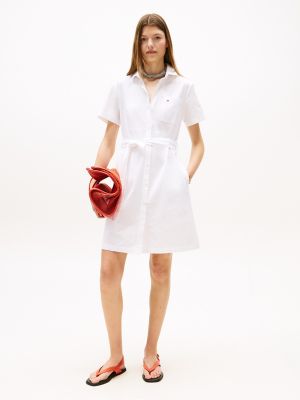 Logo belted cotton sweatshirt dress