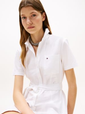 Short-Sleeve Belted Oxford Shirtdress | Tommy Hilfiger USA