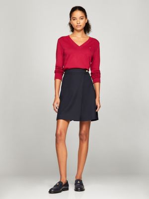 Viscose-Blend V-Neck Sweater, Royal Berry