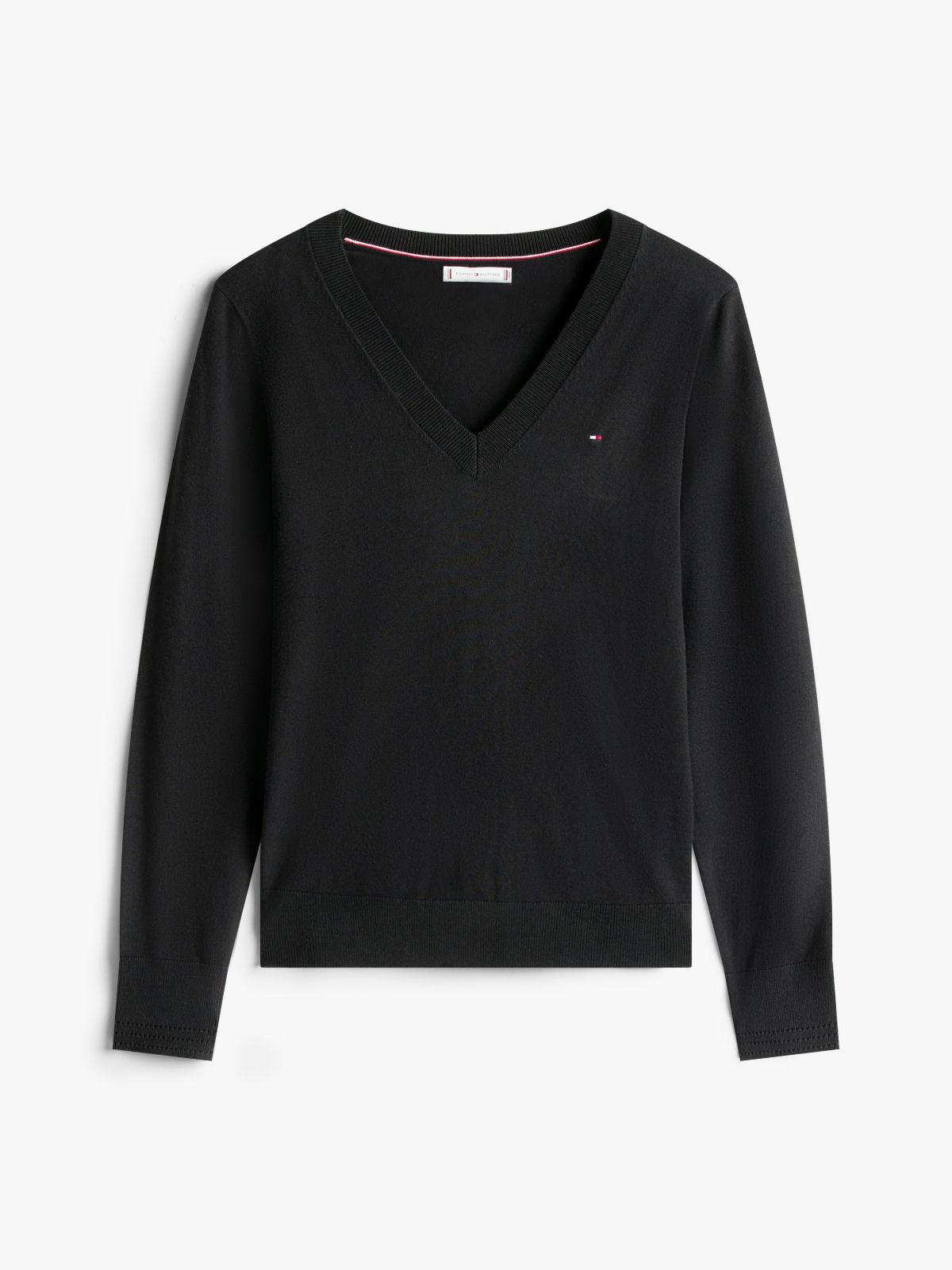 Viscose-Blend V-Neck Sweater — Black