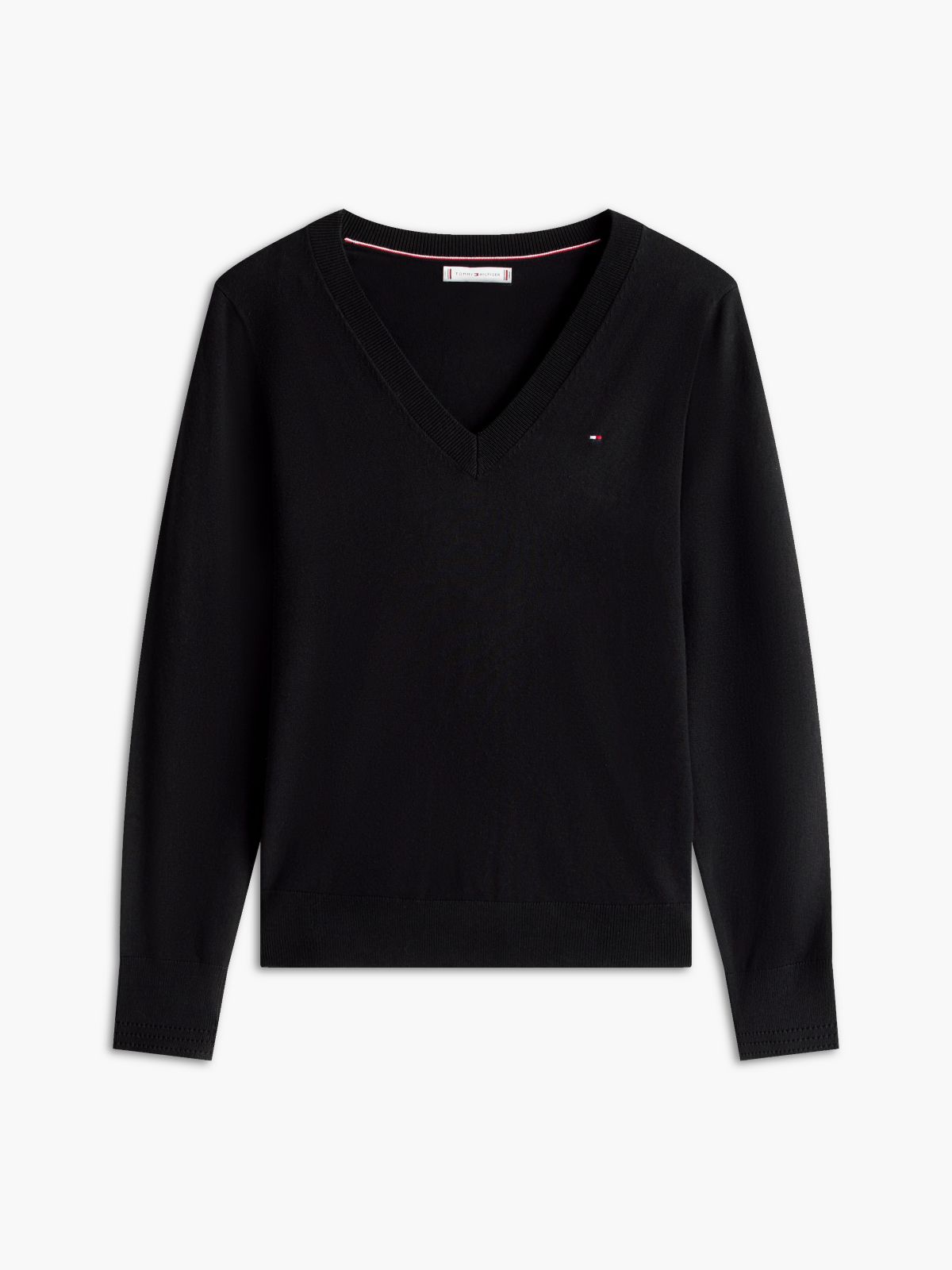 Viscose-Blend V-Neck Sweater — Black