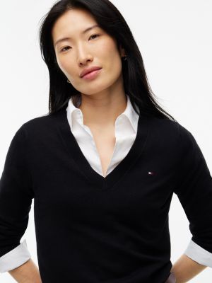 Женские свитеры Tommy Hilfiger Viscose-Blend V-Neck Sweater — фото 3