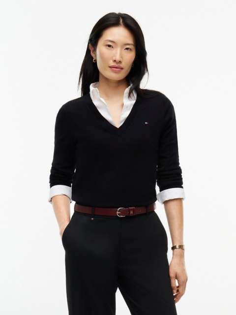 Женские свитеры Tommy Hilfiger Viscose-Blend V-Neck Sweater