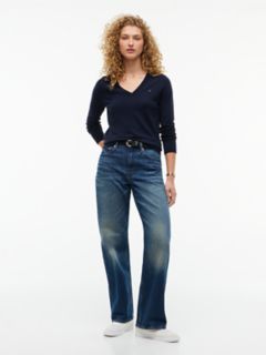Viscose-Blend V-Neck Sweater — Navy Blue 2