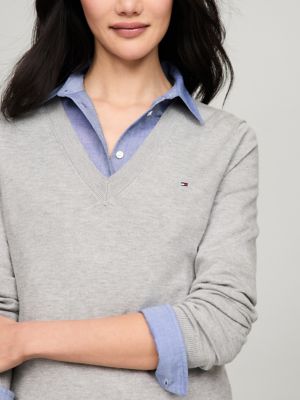 Viscose-Blend V-Neck Sweater | Tommy Hilfiger Viscose-Blend V-Neck Sweater | Tommy Hilfiger