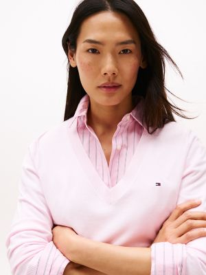 【日本限定モデル】 V-Neck Viscose-Blend Sweater Hilfiger Tommy | トップス
