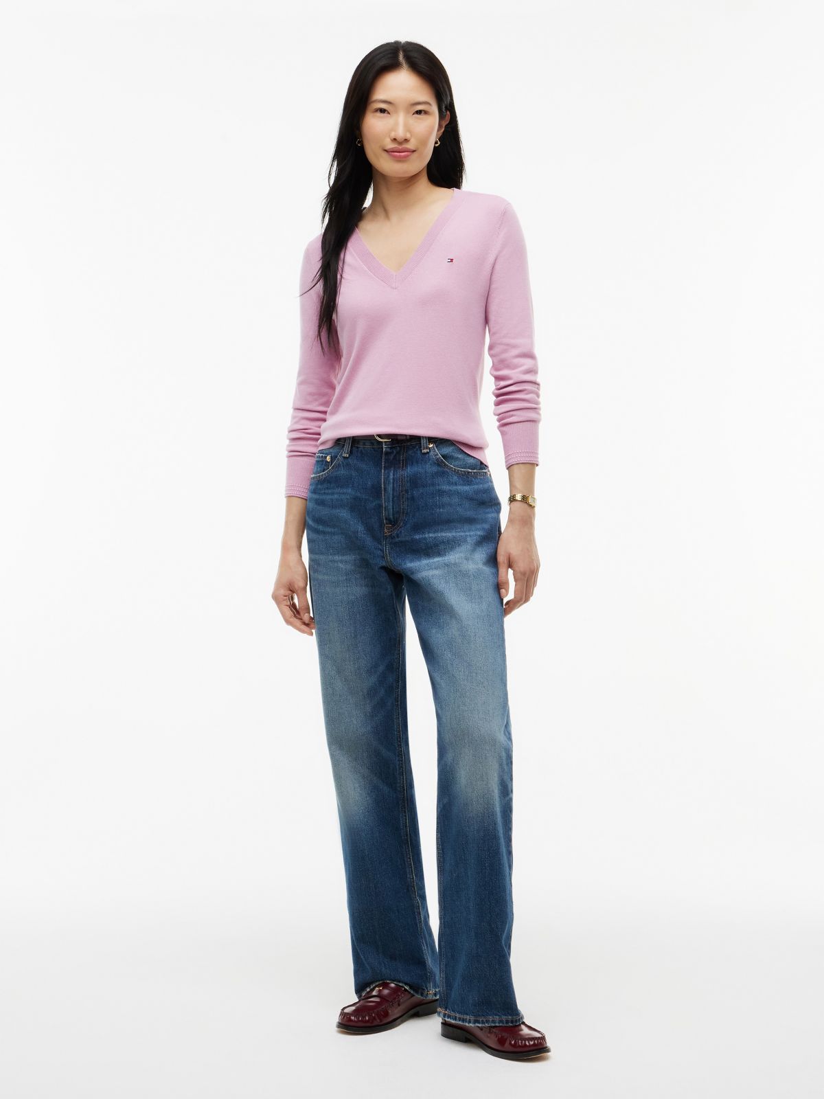 Viscose-Blend V-Neck Sweater — Mystic Orchid