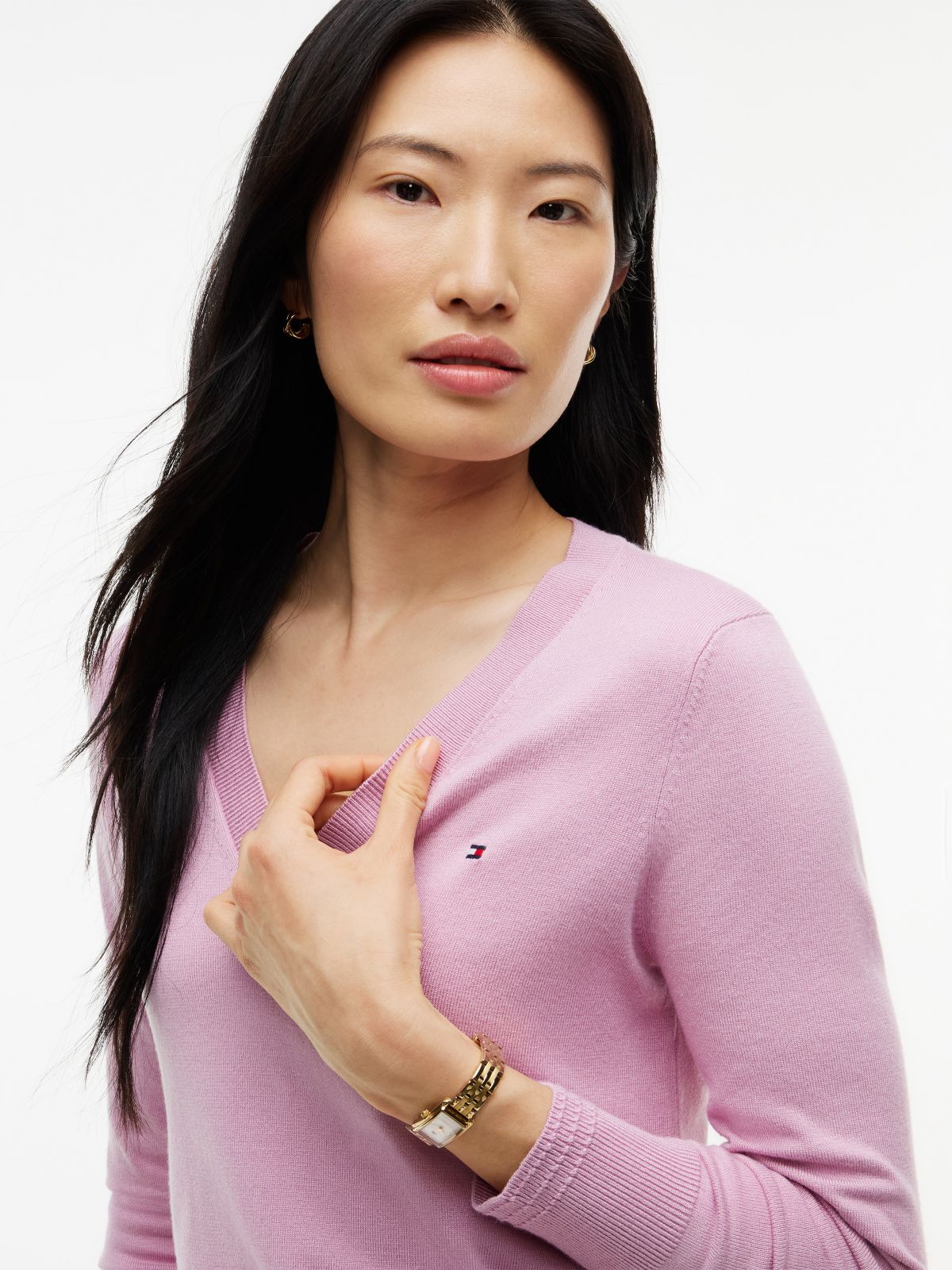 Viscose-Blend V-Neck Sweater — Mystic Orchid
