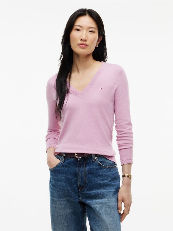 Viscose-Blend V-Neck Sweater — Mystic Orchid