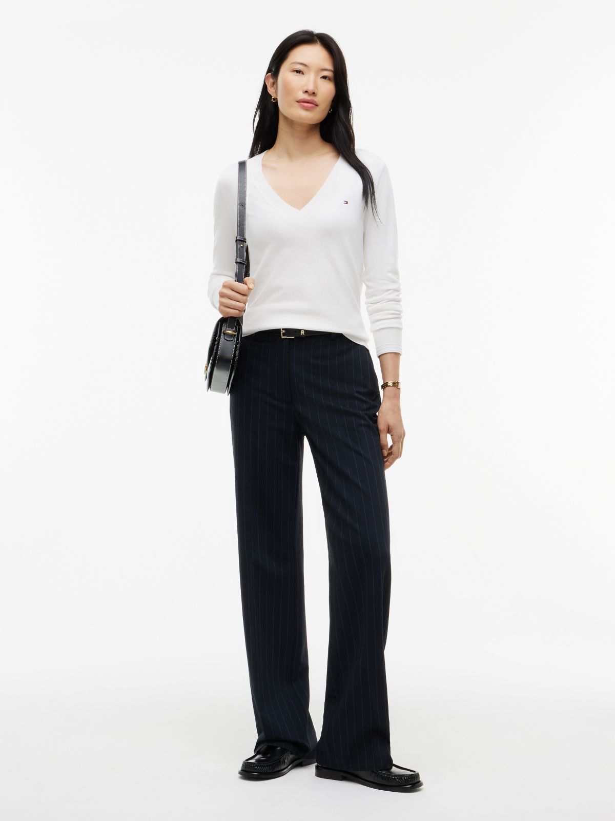 Viscose-Blend V-Neck Sweater — Ecru